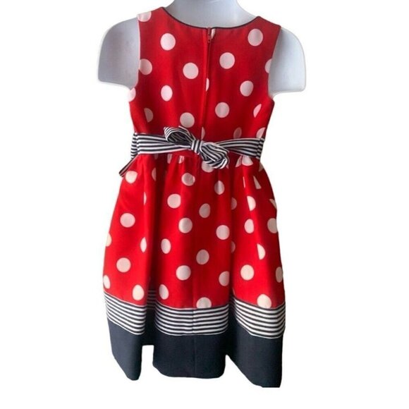 Bonnie Jean Girls Polka Dots Minnie Mouse Dress Size 3T Red White Zip Sleeveless - Picture 3 of 8